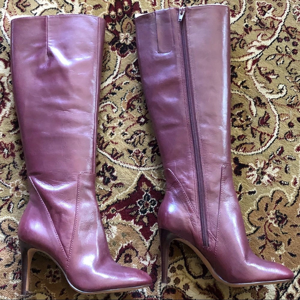 Maroon Leather Boots